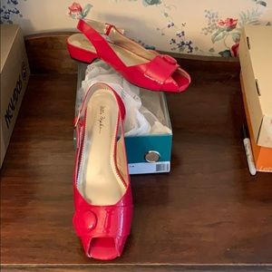 Ulla Popken red peep toe flats